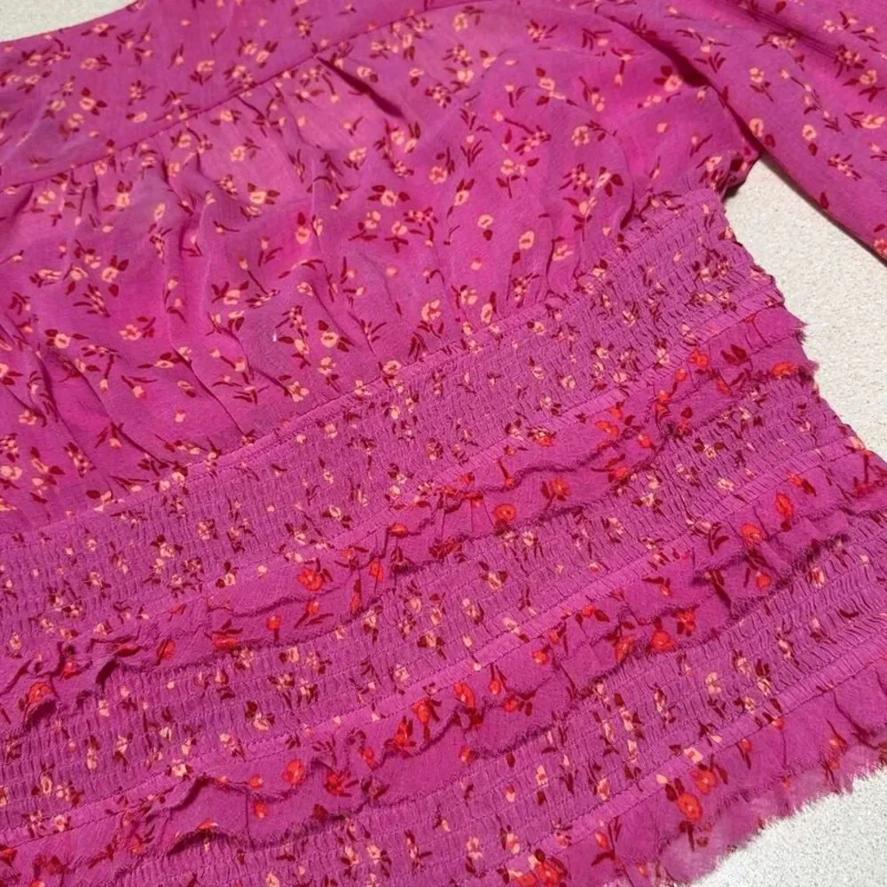 Free people pink lolita top floral blouse